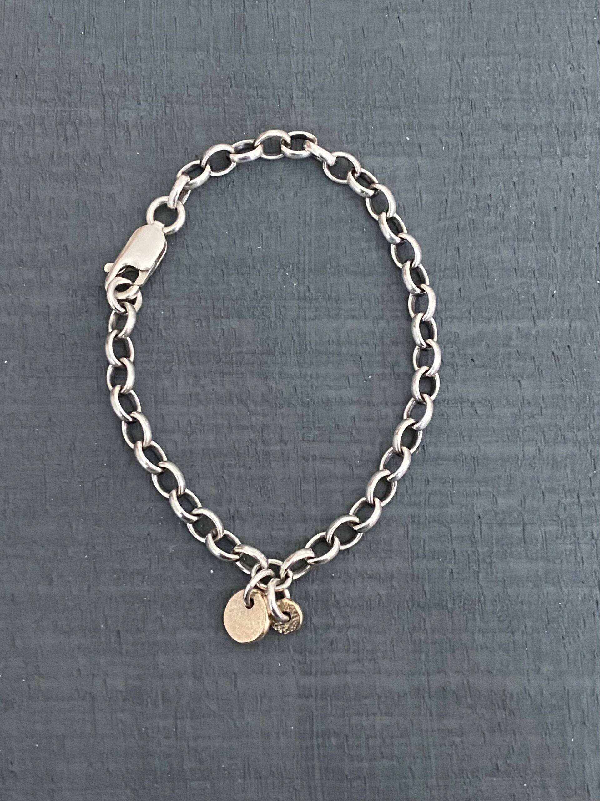 Silver Bracelet with Gold Nugget